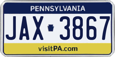 PA license plate JAX3867