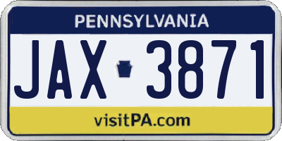 PA license plate JAX3871