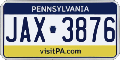 PA license plate JAX3876