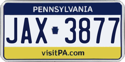 PA license plate JAX3877