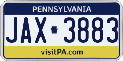 PA license plate JAX3883
