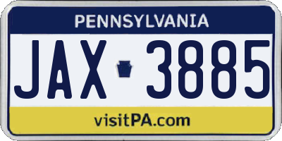 PA license plate JAX3885