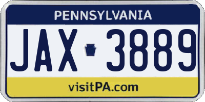 PA license plate JAX3889