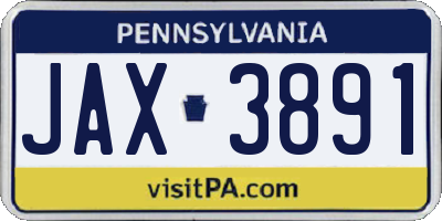 PA license plate JAX3891