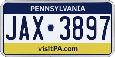 PA license plate JAX3897