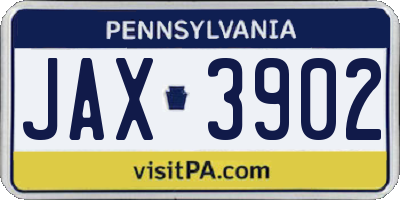 PA license plate JAX3902