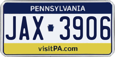 PA license plate JAX3906
