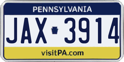 PA license plate JAX3914
