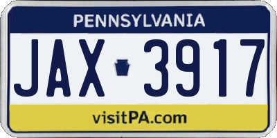 PA license plate JAX3917