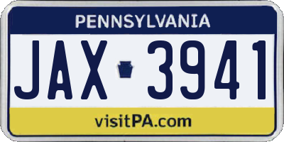 PA license plate JAX3941