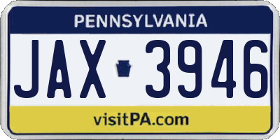 PA license plate JAX3946