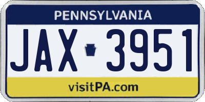 PA license plate JAX3951