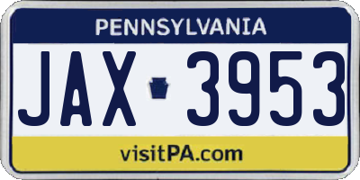 PA license plate JAX3953