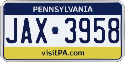 PA license plate JAX3958
