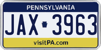 PA license plate JAX3963