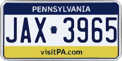 PA license plate JAX3965