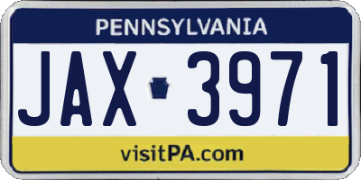 PA license plate JAX3971
