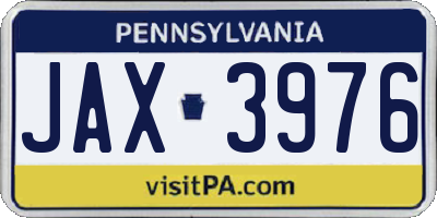 PA license plate JAX3976
