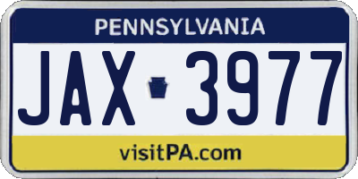 PA license plate JAX3977