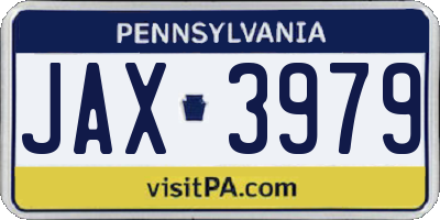 PA license plate JAX3979