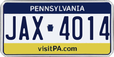 PA license plate JAX4014