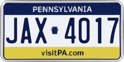 PA license plate JAX4017