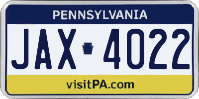 PA license plate JAX4022