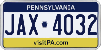 PA license plate JAX4032