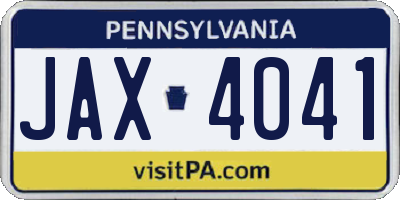 PA license plate JAX4041