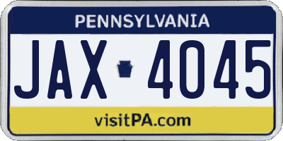 PA license plate JAX4045