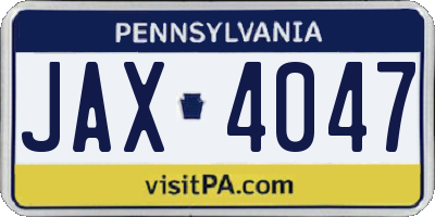 PA license plate JAX4047