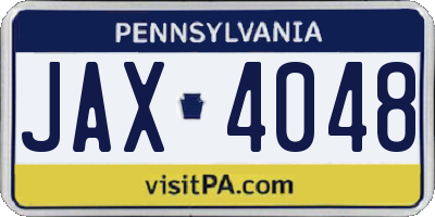 PA license plate JAX4048
