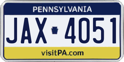 PA license plate JAX4051