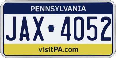 PA license plate JAX4052