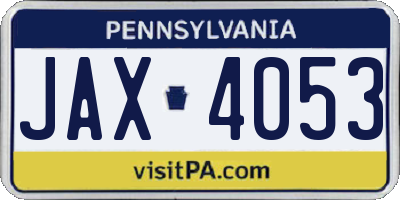 PA license plate JAX4053