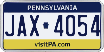 PA license plate JAX4054