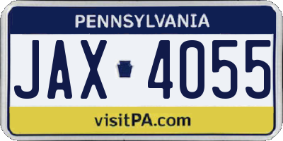 PA license plate JAX4055