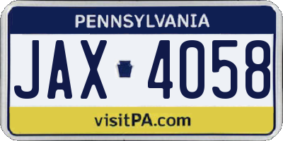 PA license plate JAX4058