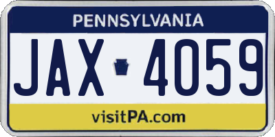 PA license plate JAX4059