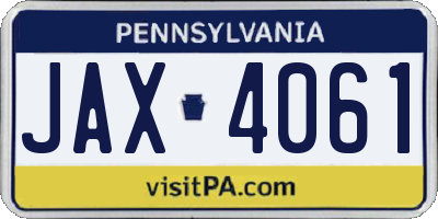 PA license plate JAX4061