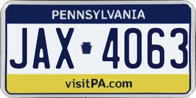 PA license plate JAX4063