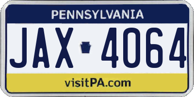 PA license plate JAX4064