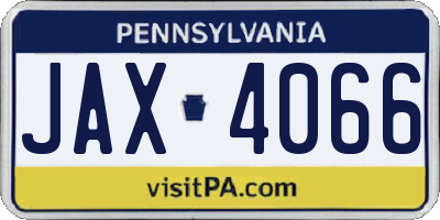 PA license plate JAX4066