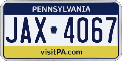 PA license plate JAX4067