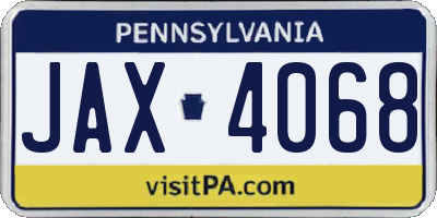 PA license plate JAX4068