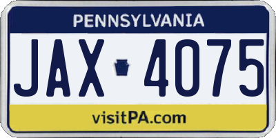 PA license plate JAX4075