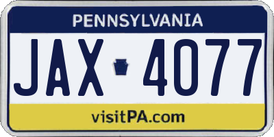 PA license plate JAX4077