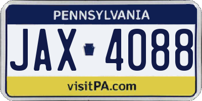 PA license plate JAX4088
