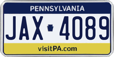 PA license plate JAX4089