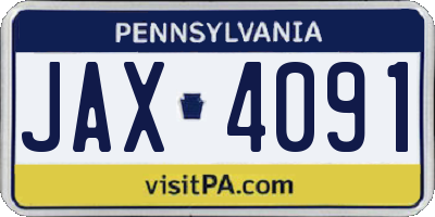 PA license plate JAX4091